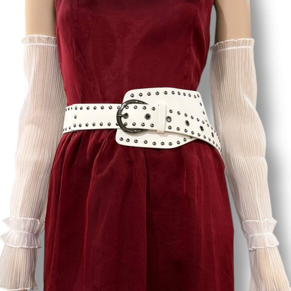 White Asymmetrical Studded Belt - NWT - Picture 3 of 4